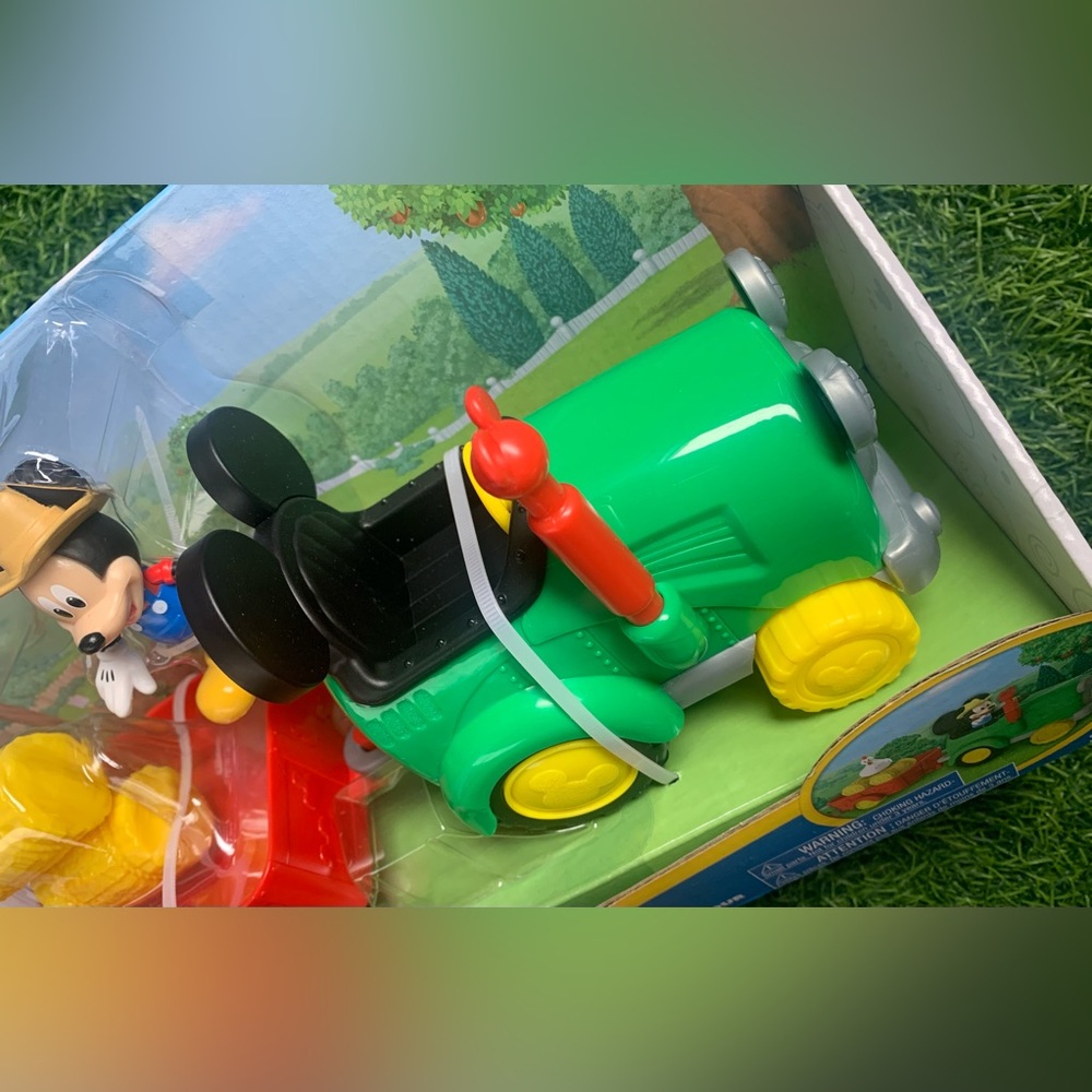 Disney Mickey Mouse Green Tractor with Red Trailer - Picture 5 of 7